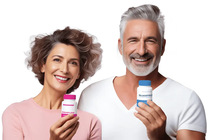 couple holding glucoturst bottle